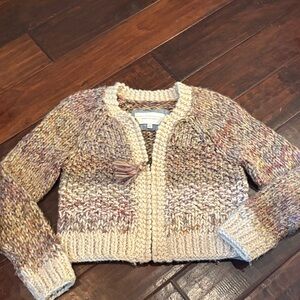 Anthropologie Angel of the North Chunky Cream Multi-Color Knit Cardigan Sweater